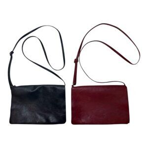 Borse in Pelle Genuine Leather, Made in Italy Crossbody Bags - 1 Black and 1 Red